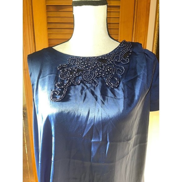 ebene by p assouline Navy Sequin Blouse -- Large - Picture 2 of 10